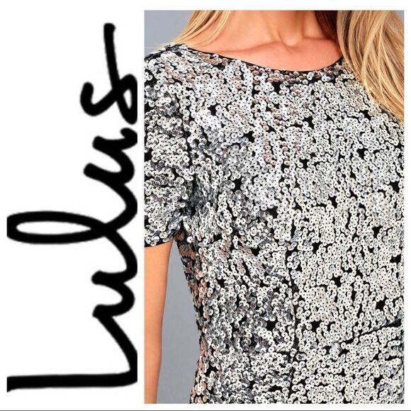 Lulu’s Nights on Broadway Silver Sequin Bodycon Dress Size Small NWT - Picture 4 of 6